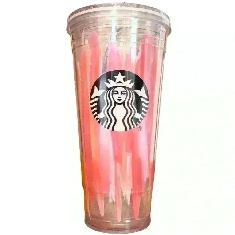 Starbucks Pink, Orange Abstract, Cold Cup, Venti, 20oz